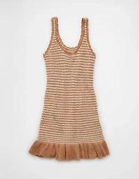 AE Ruffle Hem Striped Mini Sweater Dress