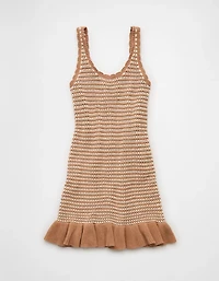 AE Ruffle Hem Striped Mini Sweater Dress