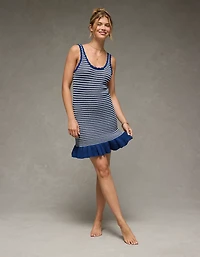 Minirobe chandail rayée à ourlet volants AE