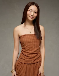 Robe boule sans bretelles à taille basse AE