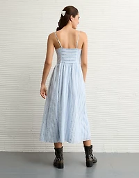 AE Catie Corset Button-Up Midi Dress