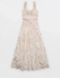 Robe mi-longue à motif floral smocks corset Catie AE