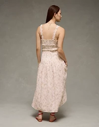 Robe mi-longue à motif floral smocks corset Catie AE