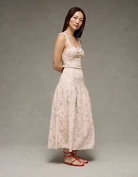 Robe mi-longue à motif floral smocks corset Catie AE