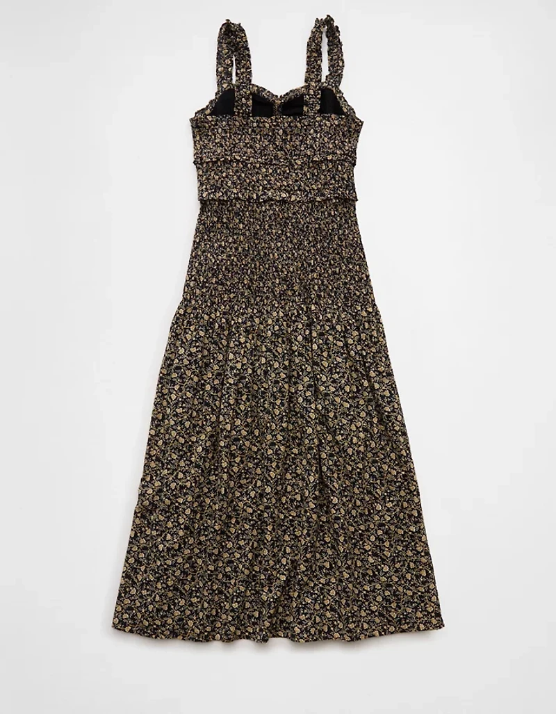 AE Catie Corset Smocked Floral Midi Dress