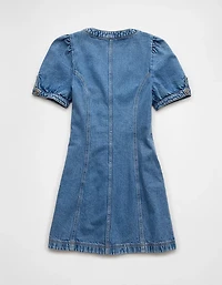 AE Puff Sleeve Denim Mini Shift Dress