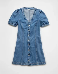 AE Puff Sleeve Denim Mini Shift Dress