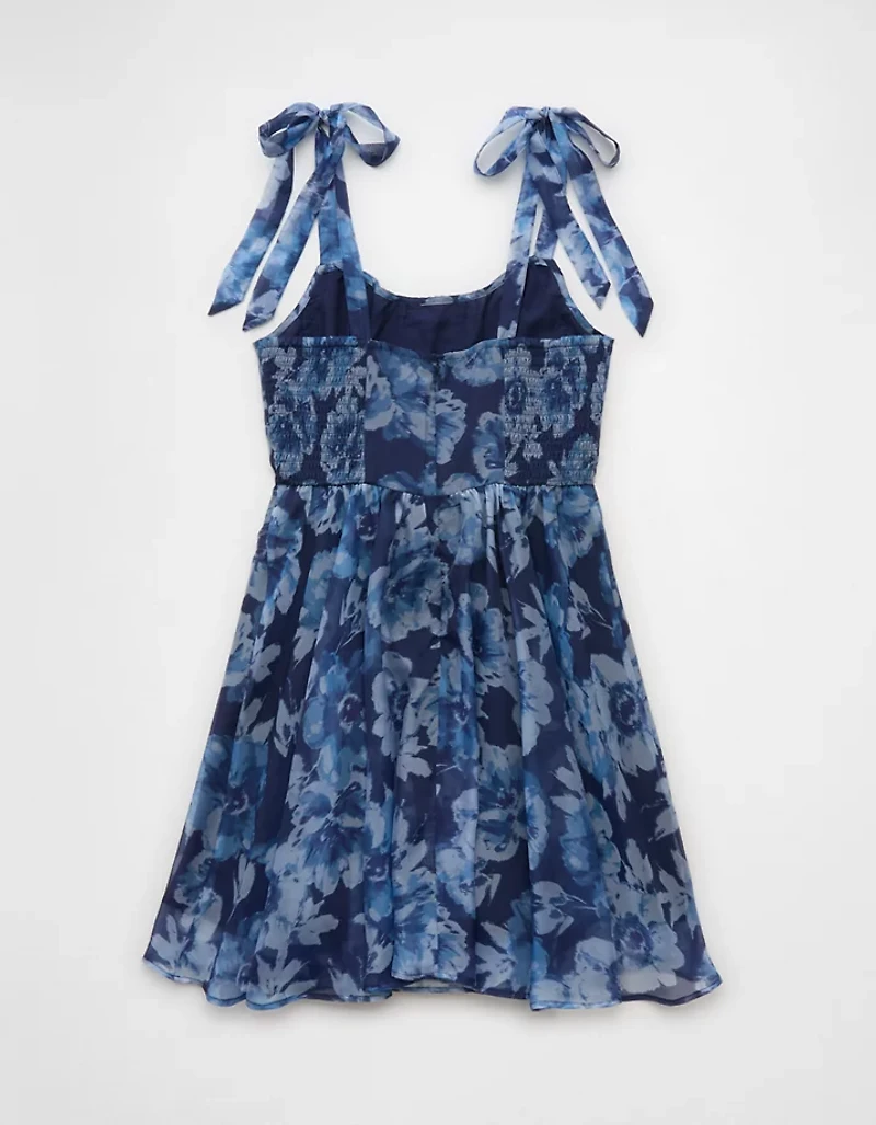 Minirobe à fleurs de style corset avec bretelles nouées AE
