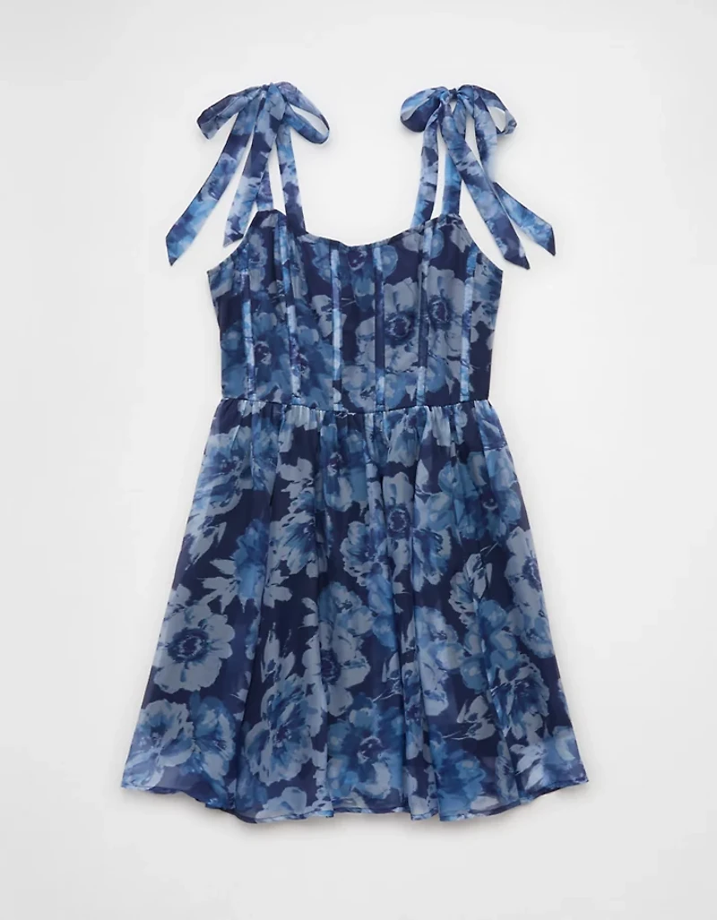 Minirobe à fleurs de style corset avec bretelles nouées AE