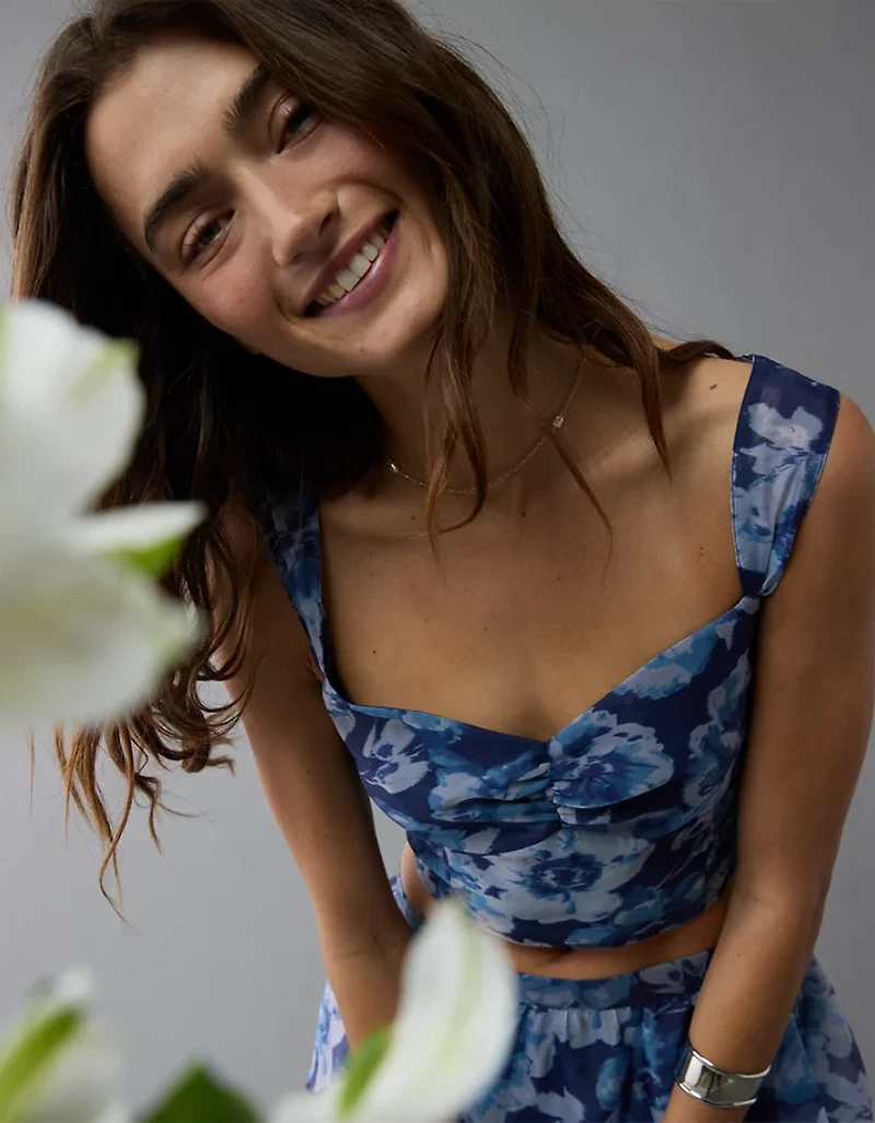 AE Floral Organza Maxi Skirt Set