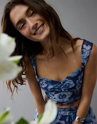 AE Floral Organza Maxi Skirt Set