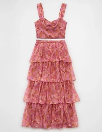 AE Floral Organza Maxi Skirt Set