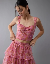 AE Floral Organza Maxi Skirt Set