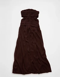 Robe longue sans bretelles à découpe AE