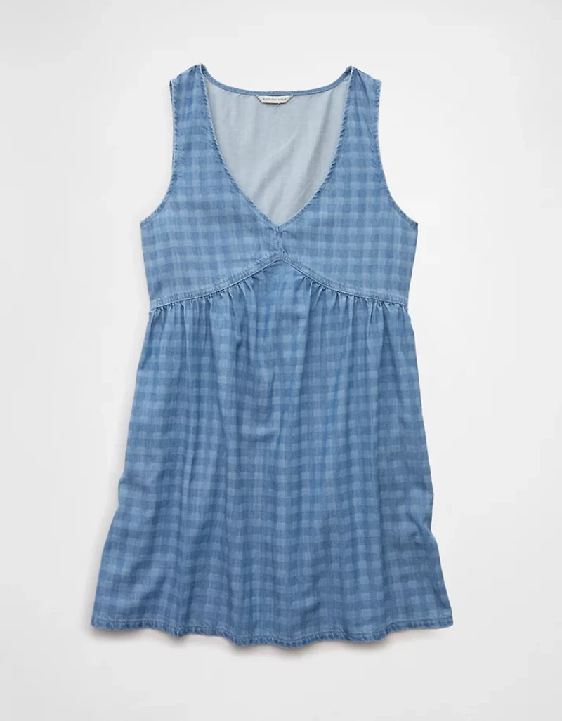Minirobe fourreau rayée en denim à encolure V AE