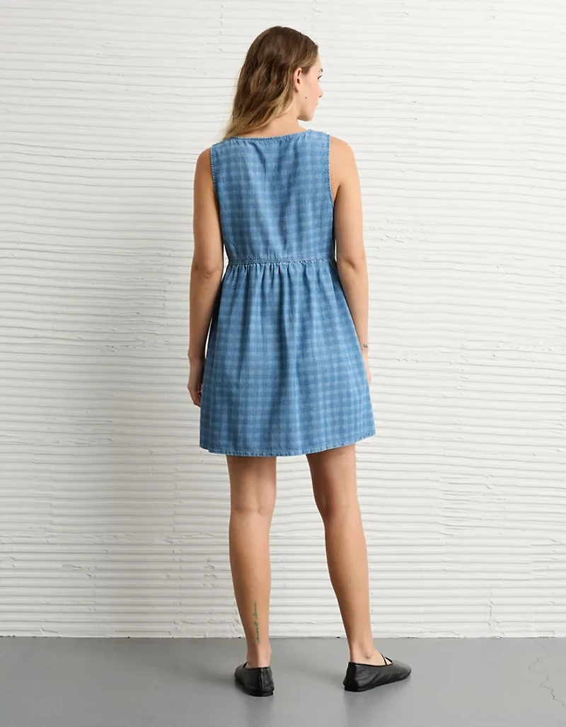 AE V-Neck Denim Striped Mini Shift Dress