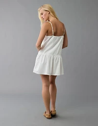 AE V-Neck Button-Up Denim Mini Dress