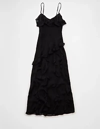 AE Asymmetrical Ruffle Maxi Slip Dress