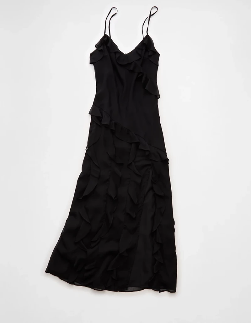 AE Asymmetrical Ruffle Maxi Slip Dress