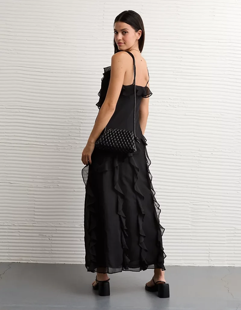 AE Asymmetrical Ruffle Maxi Slip Dress