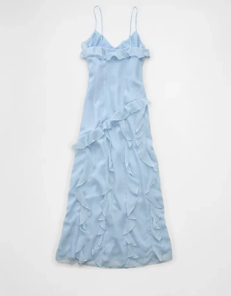 Robe longue à enfiler asymétrique volants AE