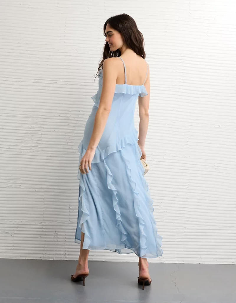 Robe longue à enfiler asymétrique volants AE