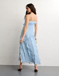 Robe longue à enfiler asymétrique volants AE