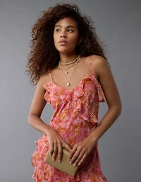 AE Asymmetrical Ruffle Maxi Slip Dress