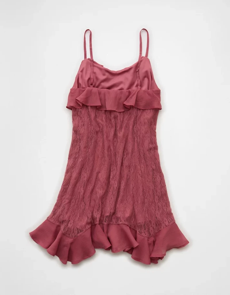 AE Lace Handkerchief Hem Ruffle Mini Dress