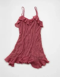 AE Lace Handkerchief Hem Ruffle Mini Dress