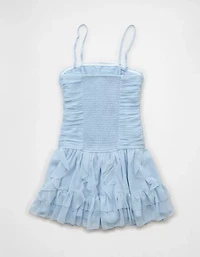 Minirobe à volants sans bretelles taille basse AE