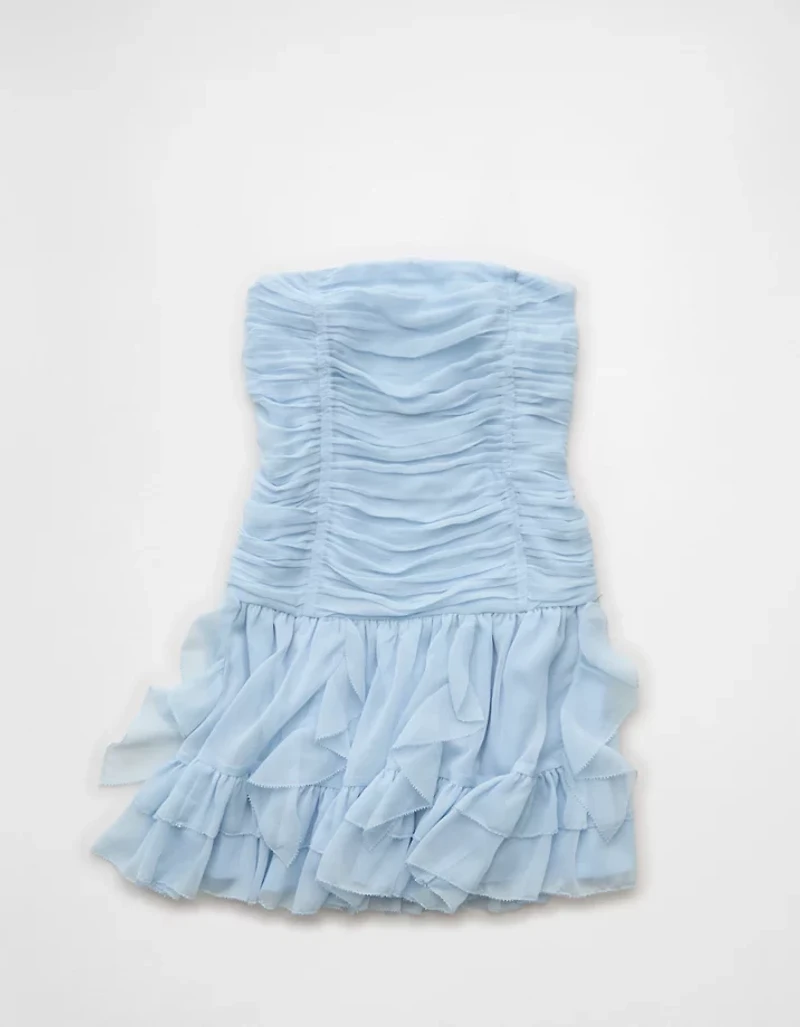 Minirobe à volants sans bretelles taille basse AE
