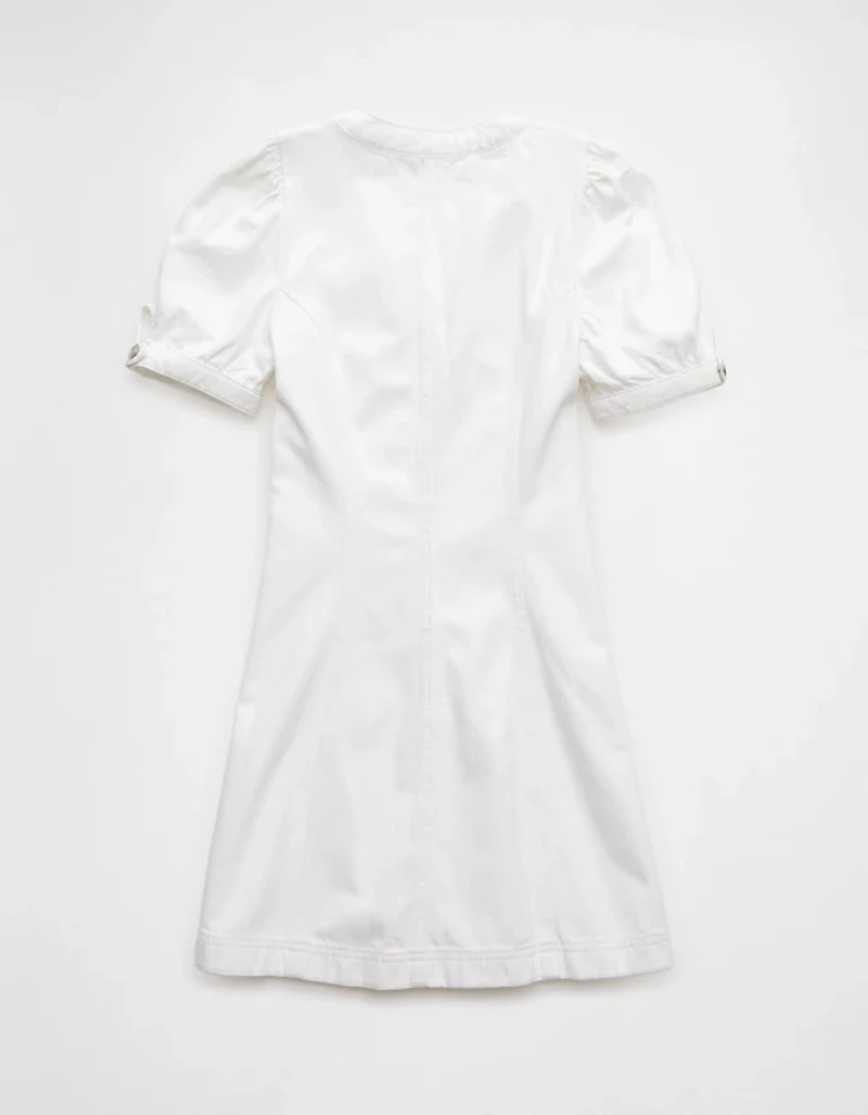 Robe fourreau en denim à manches bouffantes AE