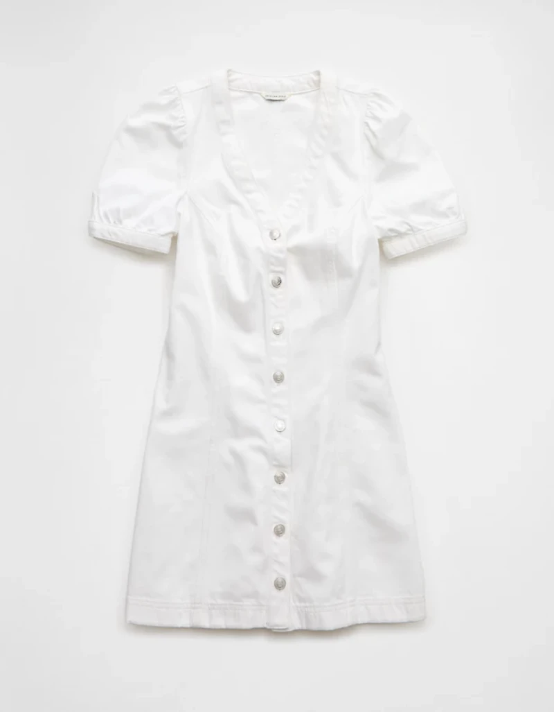 AE Puff Sleeve Denim Shift Dress