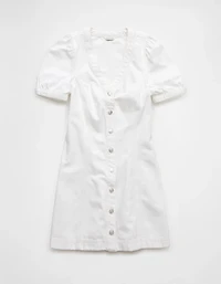 AE Puff Sleeve Denim Shift Dress
