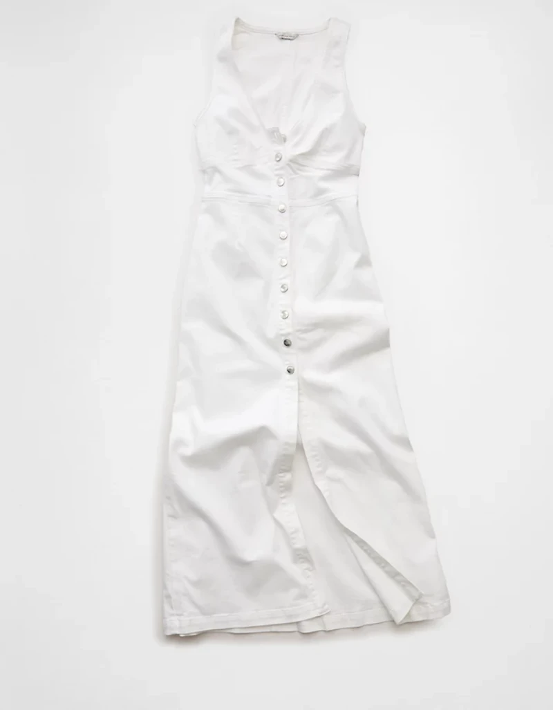 Robe longue en denim à encolure V AE