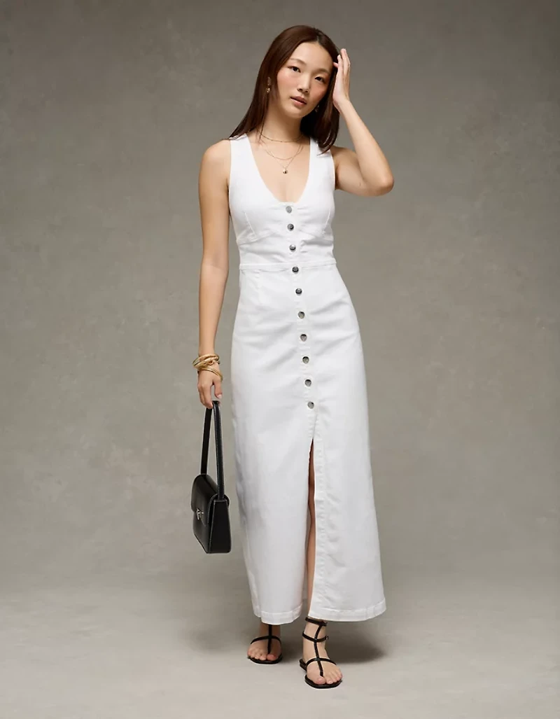 Robe longue en denim à encolure V AE