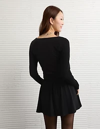 AE Pointelle Puff Sleeve Mini Dress