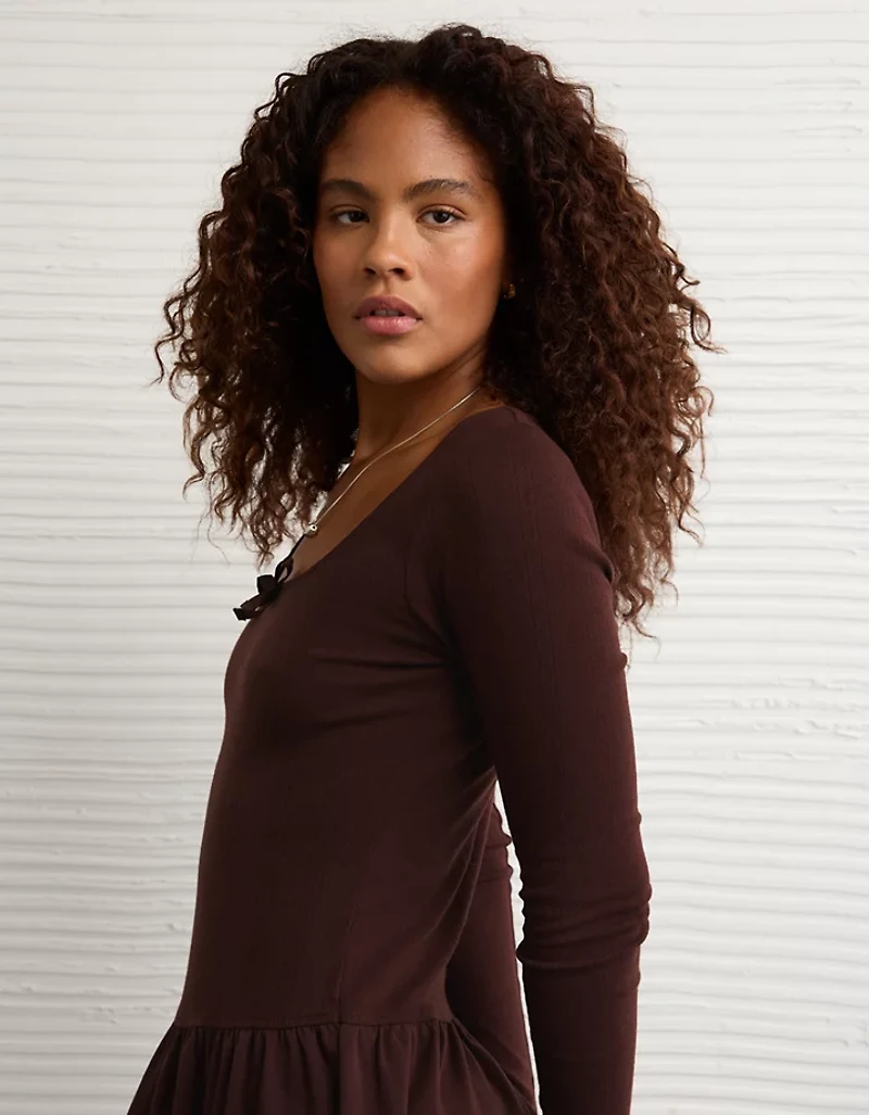 Minirobe à manches bouffantes en pointelle AE