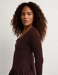 Minirobe à manches bouffantes en pointelle AE