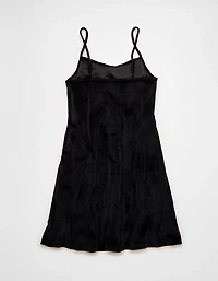 Minirobe en tricot de velours sans bretelles avec boucle à l’avant AE