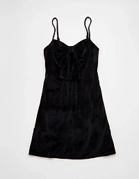 Minirobe en tricot de velours sans bretelles avec boucle à l’avant AE