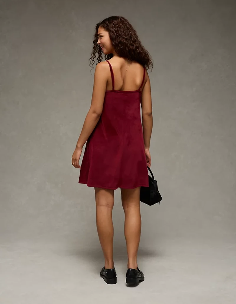 AE Strapless Velvet Knit Bow-Front Mini Dress