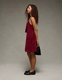 AE Strapless Velvet Knit Bow-Front Mini Dress