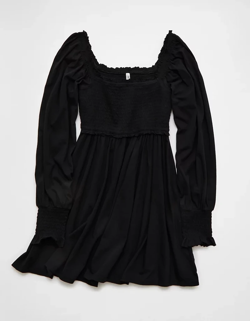 Minirobe à manches bouffantes et smocks AE