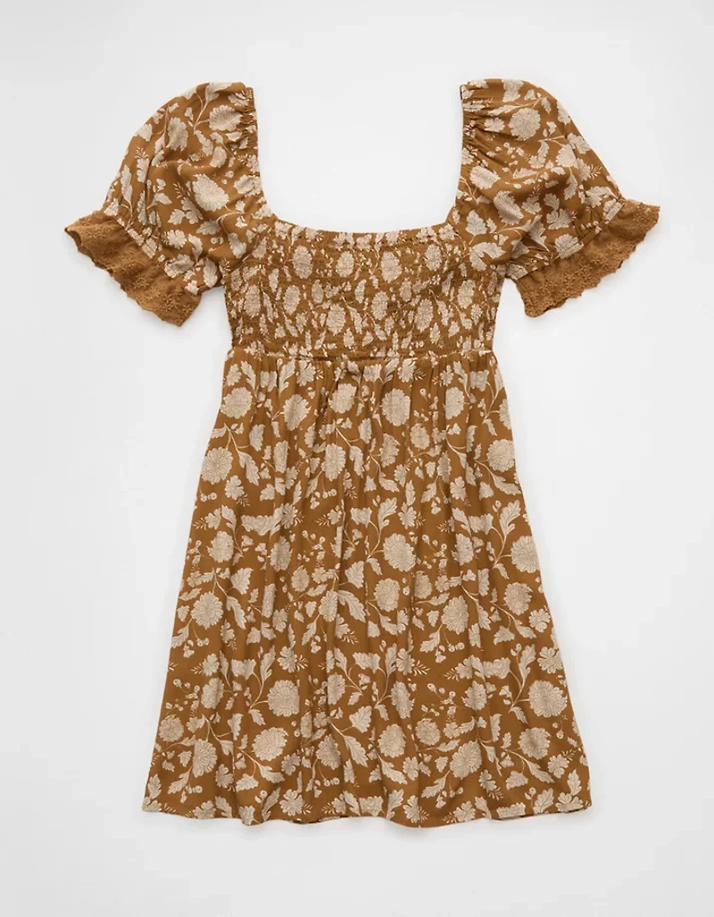 Minirobe à devant noué avec dentelle imprimée AE