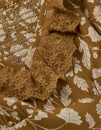 Minirobe à devant noué avec dentelle imprimée AE