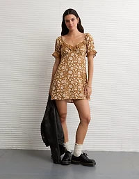 Minirobe à devant noué avec dentelle imprimée AE