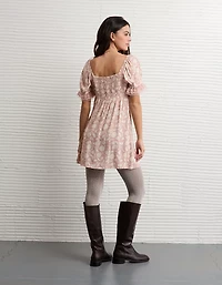 AE Printed Lace Tie Front Mini Dress