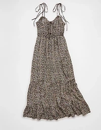 Robe mi-longue nouée à l’avant décolleté en cœur AE